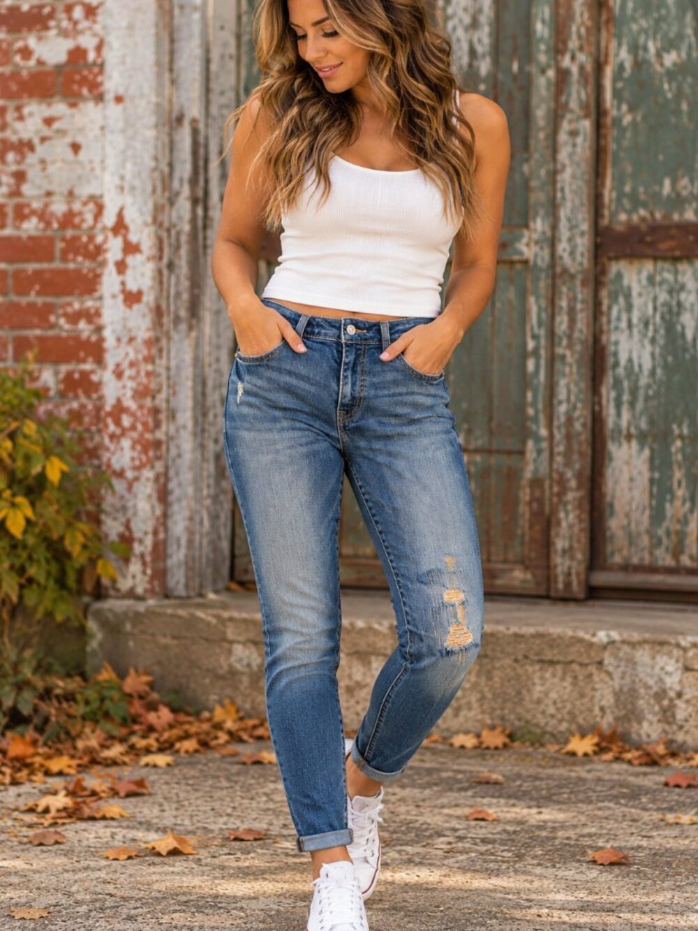 Levi’s Women’s Boyfriend Skinny Jeans W27 L32 Distressed Blue Denim 141